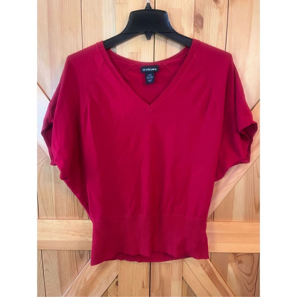 Lane Bryant Women's Size 14/16 Red Knit Sleeveless Sweater Top (1095)